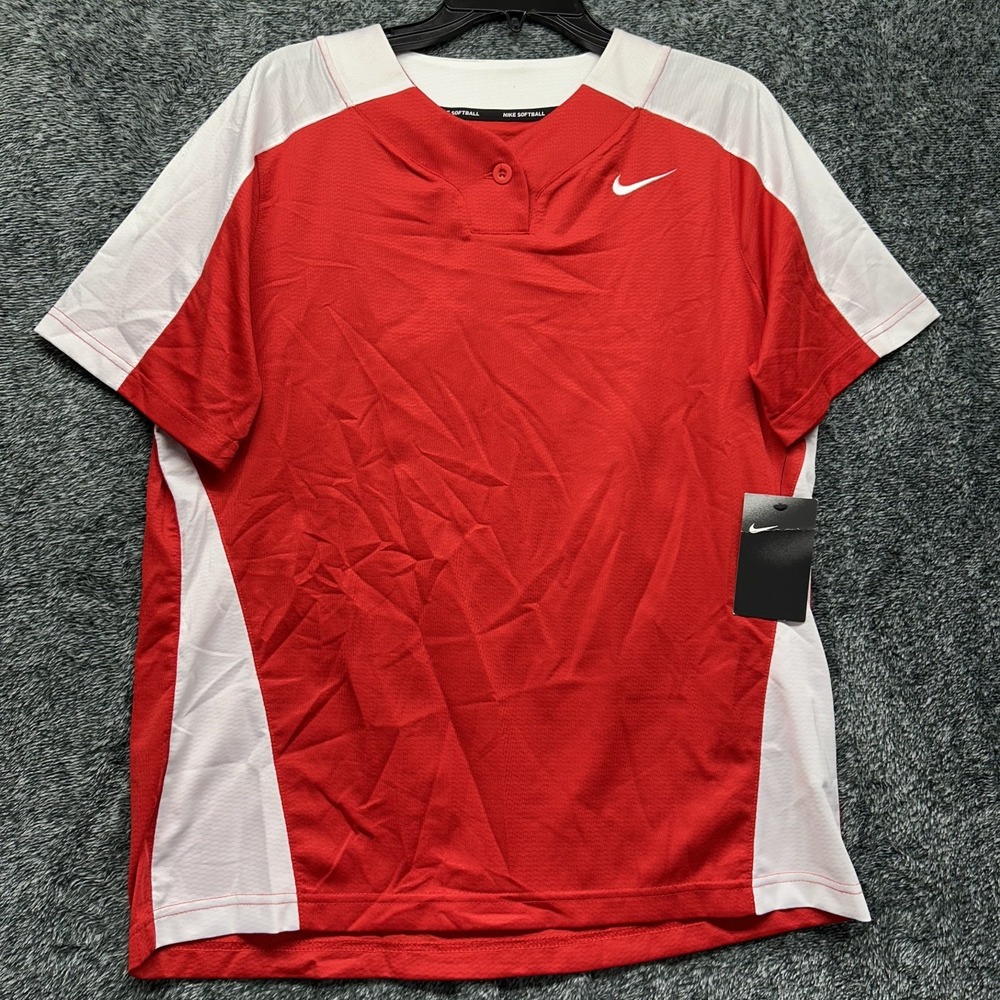 Nike Womens Size L Red Short Sleeve Engineered Jersey Shirt (K7)